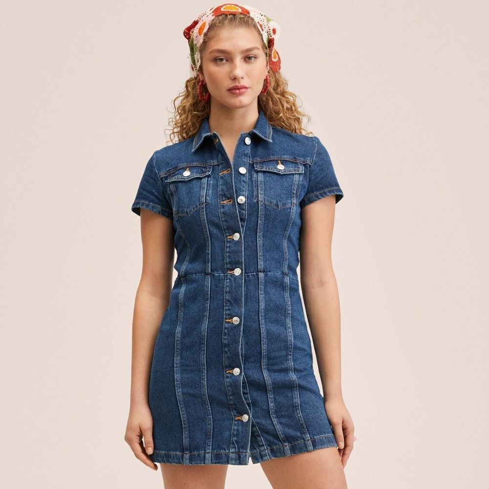 Mango Denim Shirt Dress New